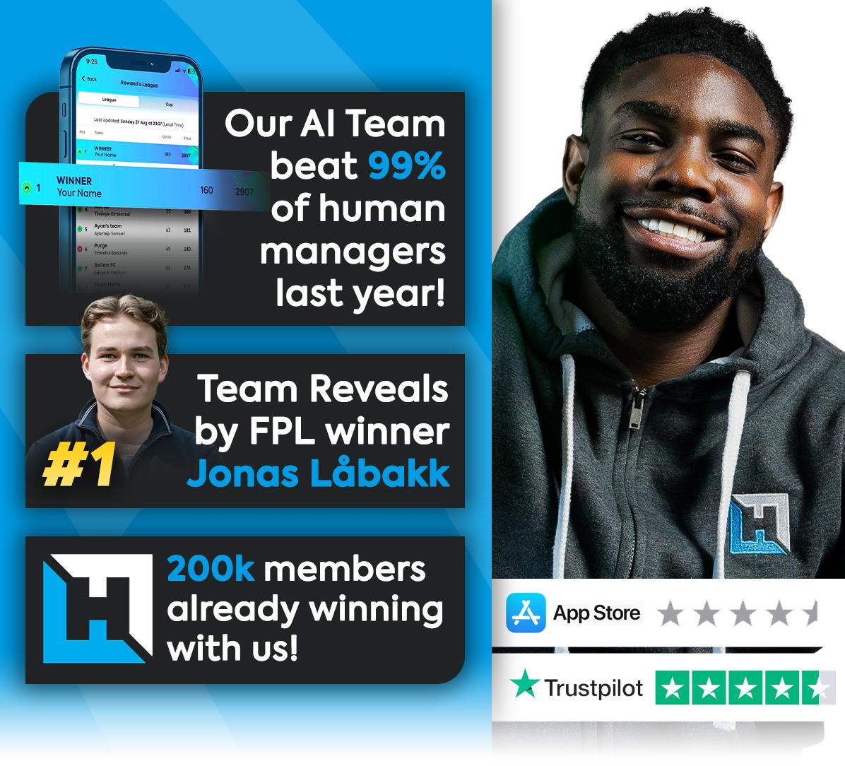 Micah Richards holding phone with Fantasy Football Hub app displayed