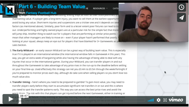 How To Win At FPL Video Series – Part 6 (Building Team value)