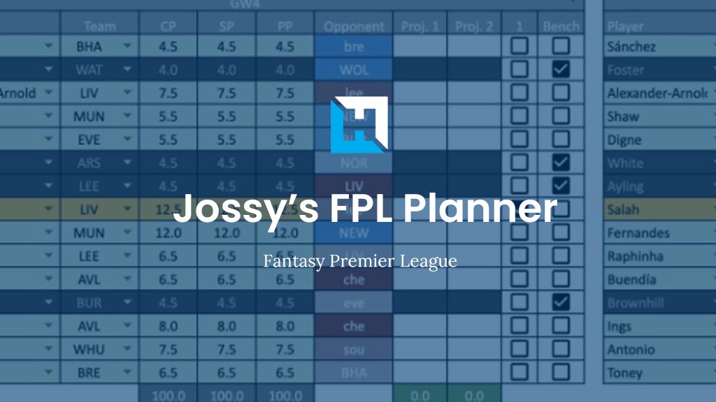 Jossy’s FPL Planning Sheet